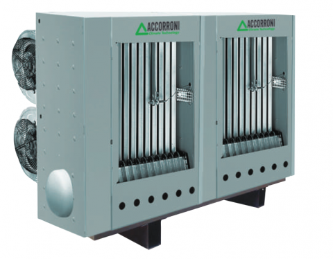 Aeroterme pe gaz - Aeroterma gaz in condensatie pentru tubulatura cu ventilator centrifugal si cronotermostat Accorroni MEC MIX F 100 C - 86 kw