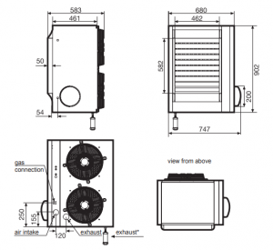 Aeroterma gaz in condensatie cu refulare directa cu ventilator elicoidal si cronotermostat Accorroni MEC MIX F 50 A - 48 kw [2]