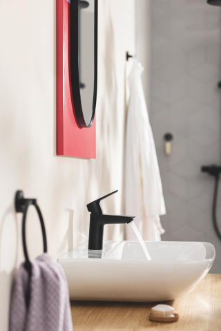 Agatatoare prosop Grohe rotund, fixare ascunsa, negru [2]