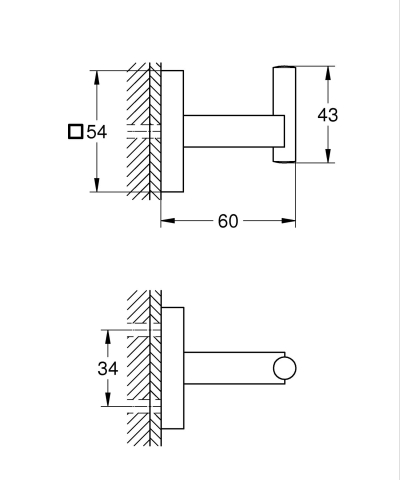Agatatoare prosop Grohe Start Cube montare pe perete, 1 cui, crom mat [2]