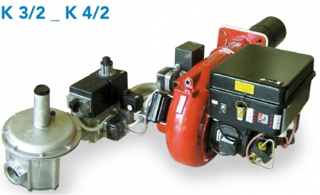 Arzatoare cazane - Arzator mixt pe gaz/motorina, 2 trepte, 232-523 kW, 1 1/2", cap de ardere scurt, F.B.R K 4/2 TC
