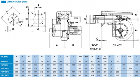 Arzator pe motorina, 2 trepte, 406-812 kw, cap de ardere lung, F.B.R. FGP 70/2 TL [1]