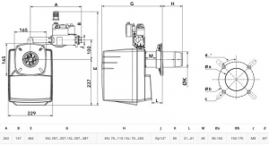 Arzator pe gaz, o treapta, 50-105 kW, Elco VG 1.105 E d3/4'' - Rp3/4'' KN [1]