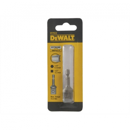 Scule si dispozitive de lucru - Adaptor DeWALT DT7512 impact de la HEX 1/4 la patrat 1/2 52mm