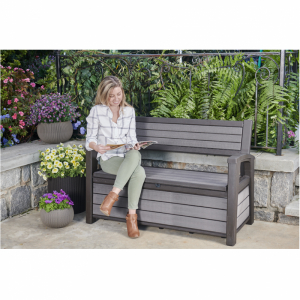 Banca pentru gradina 2 in 1, maro, 227 L,  Keter Hudson [5]