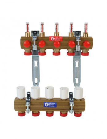 Echipamente de incalzire si producere ACM - Distribuitor pentru incalzirea in pardoseala 1 tol x 18, 12 cai, Giacomini
