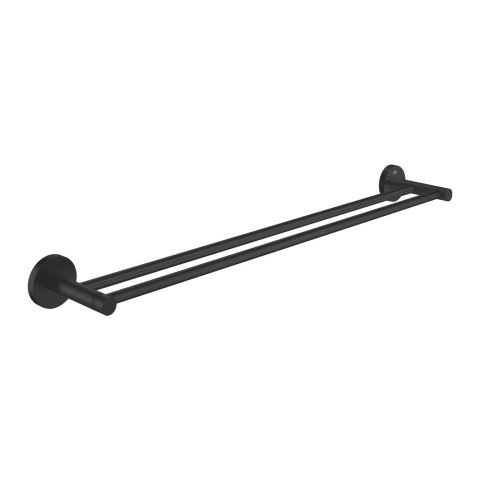 Accesorii baie - Bara portprosop Grohe Essentials, pe perete, dubla, 600 mm, metal, negru