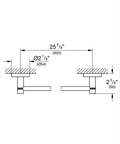 Bara portprosop Grohe Start 600 mm, montare pe perete, fixare ascunsa, 600 mm lungime, metal, 1 bara, crom mat [2]