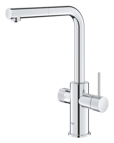 Baterie bucatarie Grohe Blue Pure Minta, monocomanda, cartus ceramic, dus extractabil, pipa inalta, tip L, 3 cai, filtrare, pentru filtre Grohe Blue, crom [3]