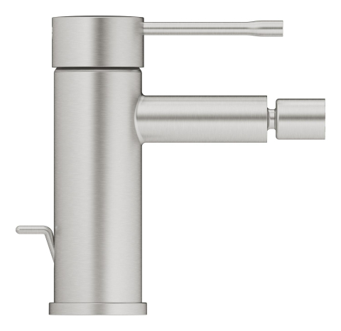 Baterie bideu Grohe Essence 1/2", monocomanda, levier metalic, cartus ceramic, limitator de temperatura, evacuare cu tija, crom mat [1]