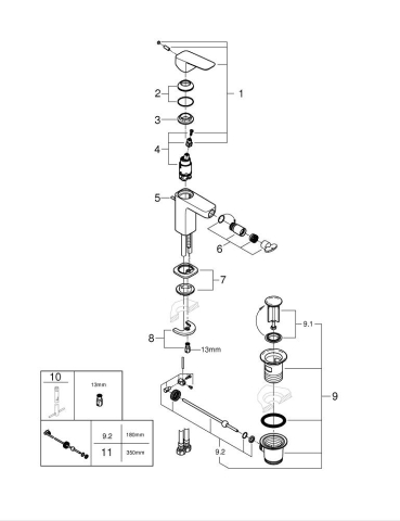 Baterie bideu Grohe Concetto marimea S, levier metalic, cartus ceramic, limitator temperatura, crom [3]