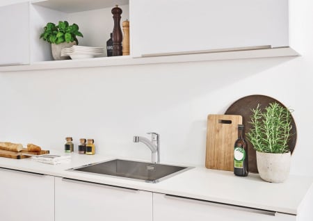 Baterie bucatarie cu dus cromata furtunuri flexibile Grohe Eurosmart New [1]