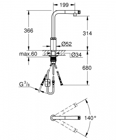 Baterie bucatarie pipa tubulara pivotanta cromata Grohe Minta Smart Control [4]