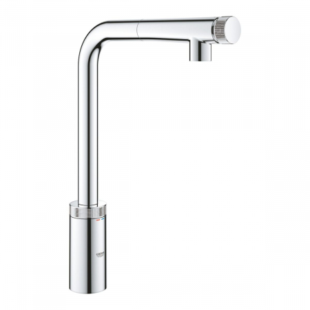 Baterii cu temporizare si senzor - Baterie bucatarie pipa tubulara pivotanta cromata Grohe Minta Smart Control