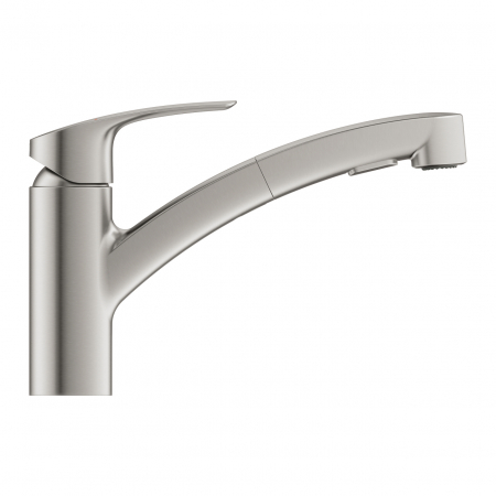 Baterie bucatarie cu dus cromata furtunuri flexibile Grohe Eurosmart New Supersteel [1]
