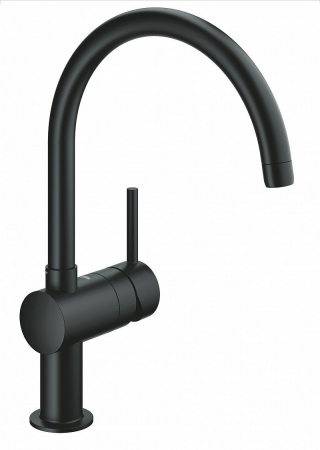 Baterii monocomanda - Baterie bucatarie pipa tip C neagra Grohe Minta Velvet