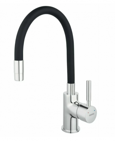 Baterii monocomanda - Baterie bucatarie, cu pipa flexibila, neagra, Ferro Zumba