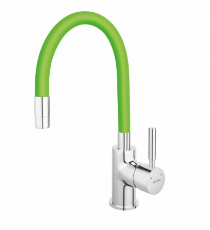 Baterii monocomanda - Baterie bucatarie, cu pipa flexibila, verde, Ferro Zumba