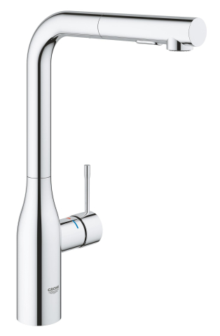 Obiecte sanitare - Baterie bucatarie Grohe Essence, pipa tip L 2 functii, 3/8", monocomanda, montare pe blat, pipa pivotanta, cartus ceramic, pipa inalta, dus extractabil, 2 functii, limitator de debit, crom