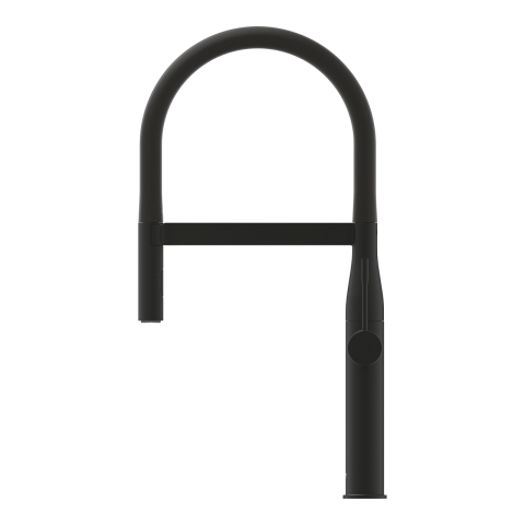 Baterie bucatarie Grohe Essence sink dus profesional pipa medie, monocomanda, pipa pivotanta, pipa extra inalta, tip C, cartus ceramic, dus extractabil, 2 functii, montaj pe blat, negru [1]