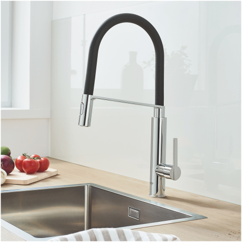 Baterie bucatarie Grohe feel sink dus profesional, crom/negru [2]