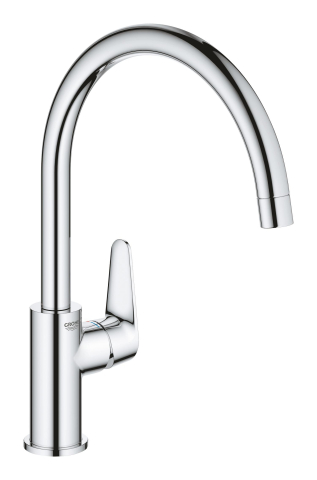 Obiecte sanitare - Baterie bucatarie Grohe BauCurve, pipa tip C, pipa inalta, pivotanta, cartus ceramic, monocomanda, crom