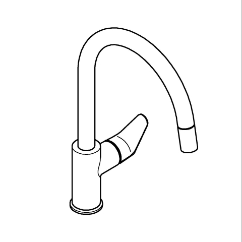 Baterie bucatarie Grohe BauCurve pipa tip C aerator, monocomanda, pipa inalta, pivotanta, dus extractabil, crom [5]