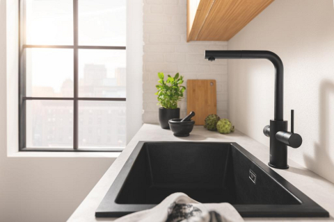 Baterie bucatarie Grohe Blue Pure Minta, monocomanda, 3 cai, dus extractabil, inalta, tip L, filtrare apa, cartus ceramic, pentru filtrele Grohe Blue, negru [3]