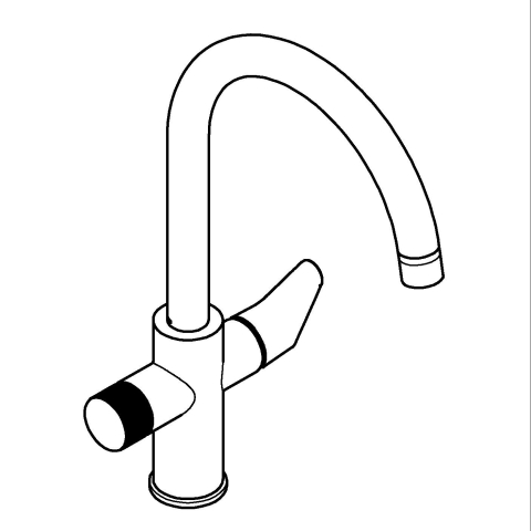 Baterie bucatarie Grohe Blue Pure, monocomanda, 3 cai, inalta, filtrare apa, cartus ceramic, pentru filtrele Grohe Blue, crom [3]