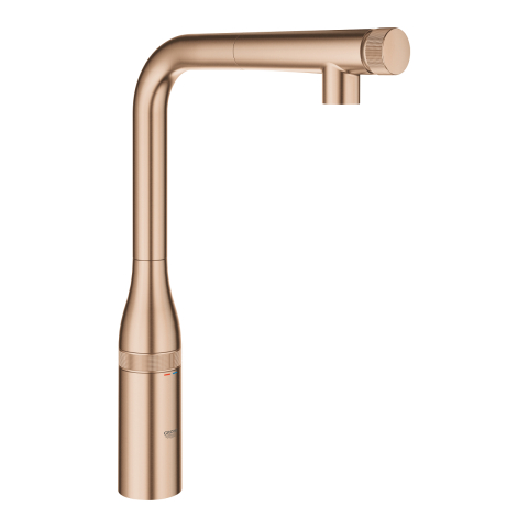 Obiecte sanitare - Baterie bucatarie Grohe Essence SmartControl, 3/8'', pipa inalta, tip L, dus extractabil, 2 functii, control apasare si rotire, pivotanta, limitator, cupru mat