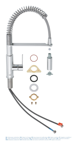 Baterie bucatarie Grohe Chrome Get 1/2", monocomanda, pipa inalta, dus extractabil, 2 functii, cartus ceramic, pivotanta, anti-calcar, crom [4]