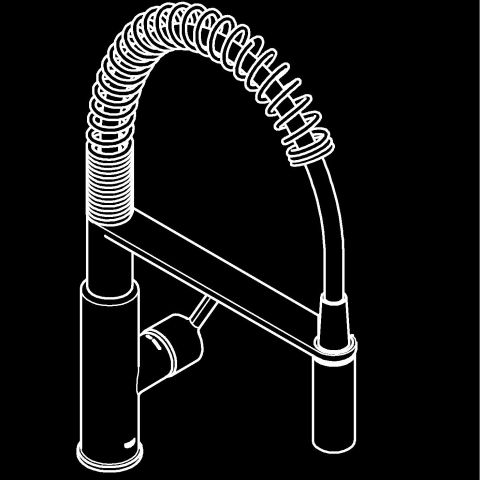 Baterie bucatarie Grohe Chrome Get 1/2", monocomanda, pipa inalta, dus extractabil, 2 functii, cartus ceramic, pivotanta, anti-calcar, crom [10]