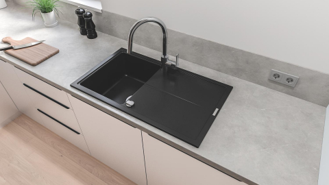 Baterie bucatarie Grohe Get 3/8'' monocomanda, pipa inalta, dus extractabil, 2 functii, cartus ceramic, pivotanta, limitator, crom [5]