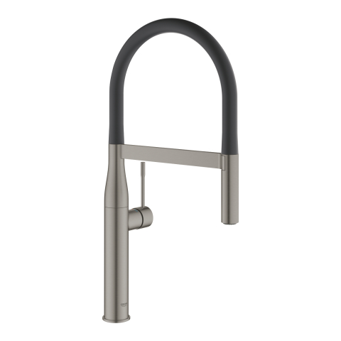 Obiecte sanitare - Baterie bucatarie Grohe Essence, 3/8'', monocomanda, pipa inalta, tip U, dus extractabil, 2 functii, pivotanta, antracit mat