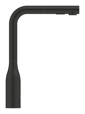 Baterie bucatarie Grohe Essence, marime l, monocomanda, montare pe blat, pipa pivotanta, cartus ceramic, pipa inalta, tip L, dus extractabil, 2 functii, limitator de debit, negru mat [5]