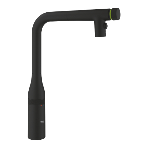 Baterie bucatarie Grohe Essence smctr pipa tip L 2 functii EU, pipa inalta, tip L, dus extractabil, 2 functii, pipa pivotanta, cartus ceramic, negru [1]
