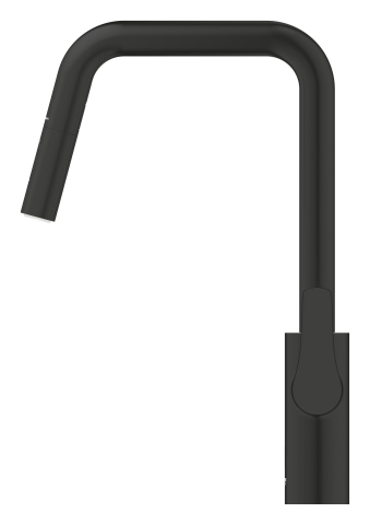 Baterie bucatarie Grohe Eurosmart, inalta, tip U, dus extractabil, 2 functii, cartus ceramic, pivotanta, levier metalic, senzor infrarosu, negru mat [3]