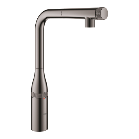 Obiecte sanitare - Baterie bucatarie Grohe Essence SmartControl, 3/8'', pipa inalta, tip L, dus extractabil, 2 functii, control apasare si rotire, pivotanta, limitator, antracit