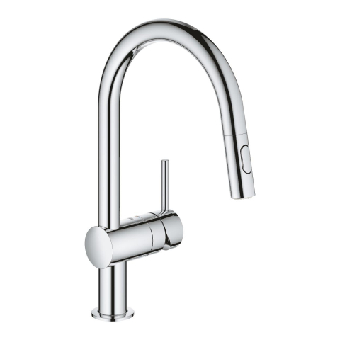 Obiecte sanitare - Baterie bucatarie Grohe Minta pipa tip U, monocomanda, pipa inalta, dus extractabil, cartus ceramic, pivotanta, crom