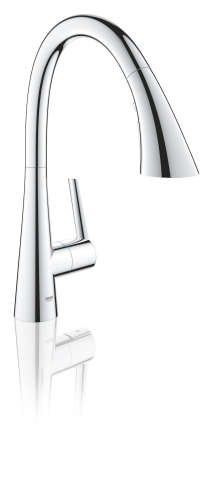 Baterie bucatarie Grohe Scala pipa tip C 3 functii, monocomanda, pivotanta, cartus ceramic, limitator de temperatura, dus extractabil, crom [5]