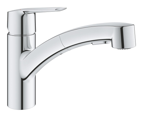 Obiecte sanitare - Baterie bucatarie Grohe 1/2" pipa medie, pipa pivotanta, dus extractabil, cartus ceramic, crom