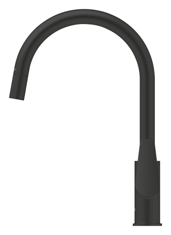 Baterie bucatarie Grohe StartEdge pipa tip C, monocomanda, pipa inalta, tip C, pivotanta, dus extractabil, cartus ceramic, limitator de temperatura, protectie anti-reflux, negru [4]