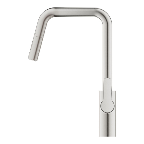 Baterie bucatarie Grohe Start, inalta, tip U, dus extractabil, 2 functii, cartus ceramic, pivotanta, levier metalic, senzor infrarosu, crom mat [1]