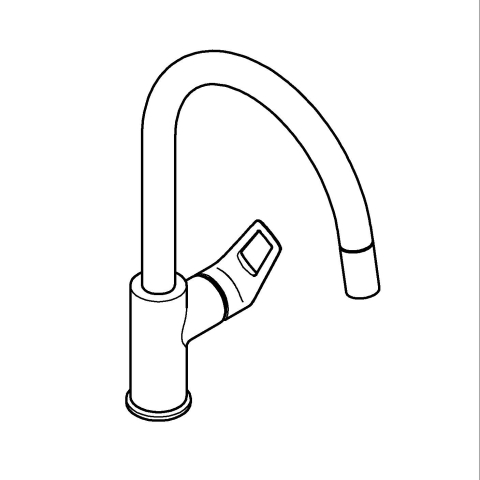Baterie bucatarie Grohe Start loop pipa monocomanda, cartus ceramic, pipa inalta, dus extractabil, pipa pivotanta, limitator de debit, protectie anti-reflux, crom [5]
