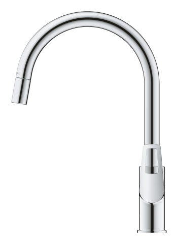 Baterie bucatarie Grohe Start loop pipa monocomanda, cartus ceramic, pipa inalta, dus extractabil, pipa pivotanta, limitator de debit, protectie anti-reflux, crom [2]