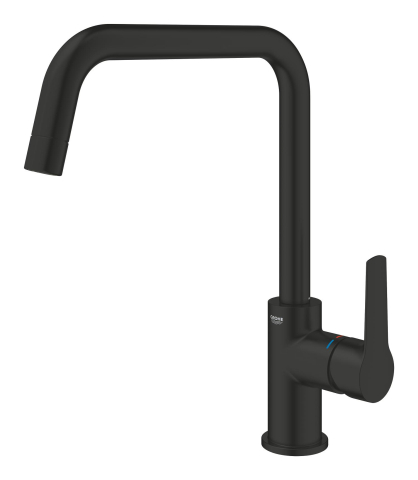 Baterie bucatarie Grohe Start, pipa tip C, pipa inalta, monocomanda, cartus ceramic, negru mat [5]