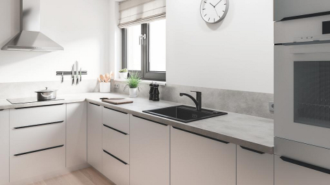 Baterie bucatarie Grohe Start monocomanda, pipa medie, pivotanta, cartus ceramic, negru [4]