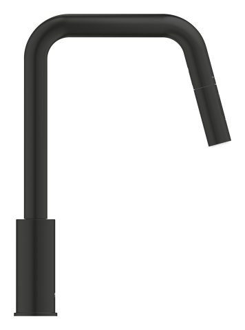 Baterie bucatarie Grohe Start, pipa tip U 2 functii, monocomanda, cartus ceramic, pipa inalta, pipa tip L, 2 functii, limitator temperatura, pivotanta, dus extractabil, negru [6]