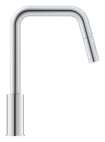 Baterie bucatarie Grohe Start, pipa tip U 2 functii, monocomanda, cartus ceramic, pipa inalta, pipa tip L, 2 functii, limitator temperatura, pivotanta, dus extractabil, crom [6]