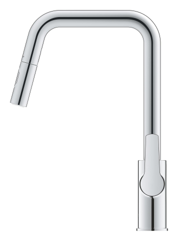 Baterie bucatarie Grohe Start, pipa tip U 2 functii, monocomanda, cartus ceramic, pipa inalta, pipa tip L, 2 functii, limitator temperatura, pivotanta, dus extractabil, crom [4]